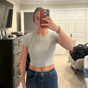 Sunday Best Light Gray Crop Tee